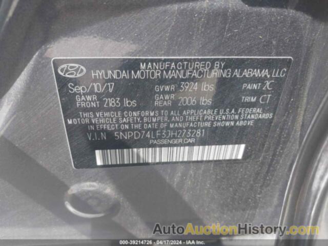 HYUNDAI ELANTRA SE, 5NPD74LF3JH273281