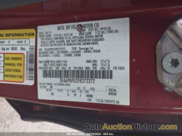 FORD FUSION ENERGI SE LUXURY, 3FA6P0PU2FR272272