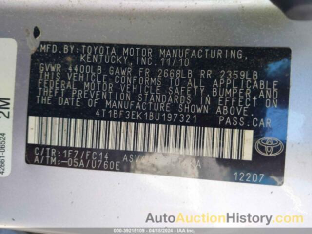 TOYOTA CAMRY SE, 4T1BF3EK1BU197321