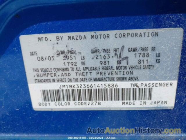 MAZDA MAZDA3 S, JM1BK323661415886