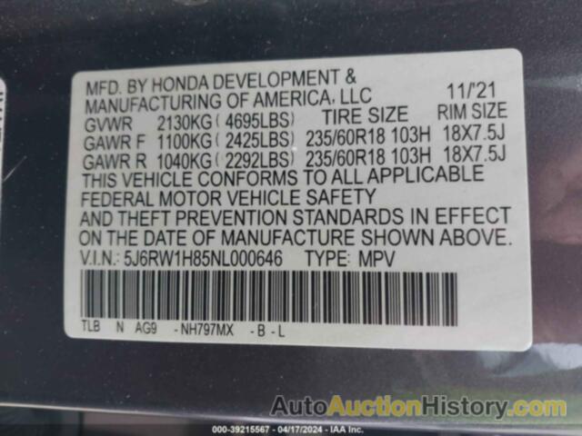 HONDA CR-V EXL, 5J6RW1H85NL000646