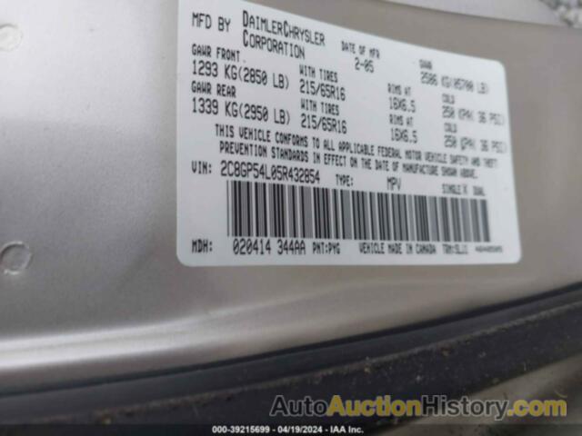 CHRYSLER TOWN & COUNTRY TOURING, 2C8GP54L05R432854