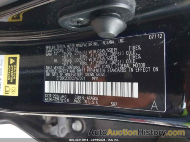 TOYOTA HIGHLANDER LIMITED V6, 5TDDK3EH5CS167001