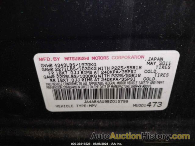 MITSUBISHI OUTLANDER SPORT SE, JA4AR4AU9BZ015799