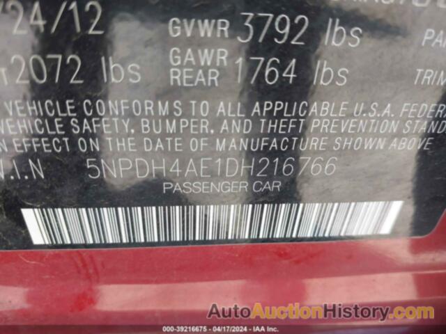 HYUNDAI ELANTRA GLS, 5NPDH4AE1DH216766