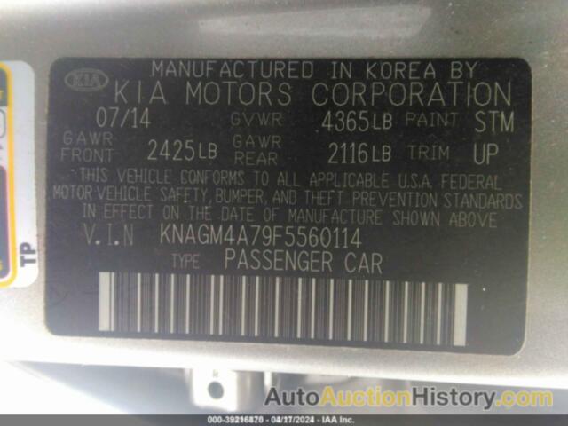 KIA OPTIMA LX, KNAGM4A79F5560114