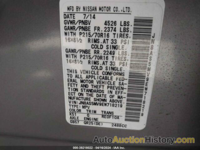 NISSAN ROGUE SELECT S, JN8AS5MV9EW718219