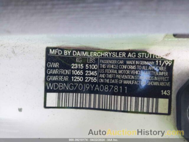 MERCEDES-BENZ S 430, WDBNG70J9YA087811