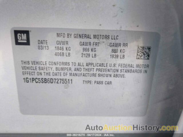 CHEVROLET CRUZE 1LT AUTO, 1G1PC5SB6D7275511