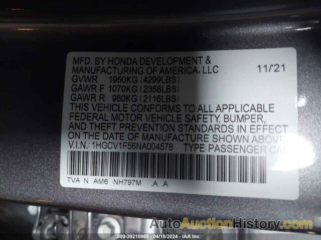 HONDA ACCORD EX-L, 1HGCV1F56NA004578