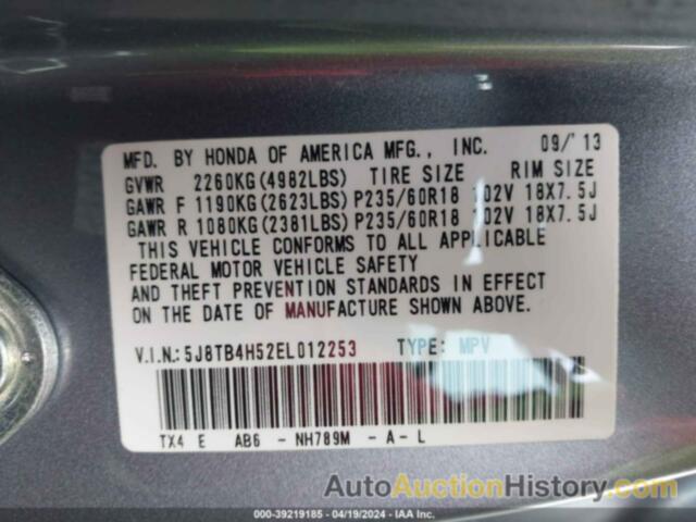 ACURA RDX, 5J8TB4H52EL012253