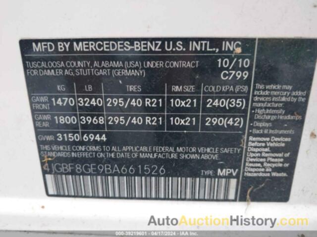 MERCEDES-BENZ GL 550 4MATIC, 4JGBF8GE9BA661526