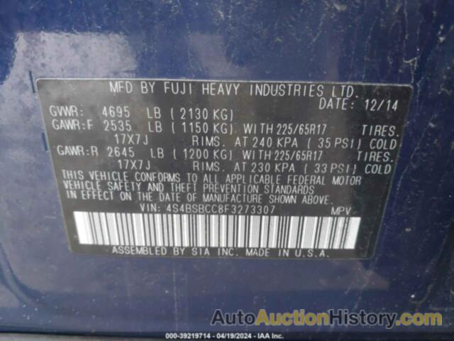 SUBARU OUTBACK 2.5I PREMIUM, 4S4BSBCC8F3273307