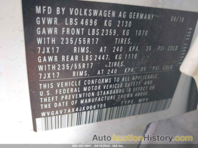 VOLKSWAGEN TIGUAN LIMITED, WVGAV7AX4JK006105