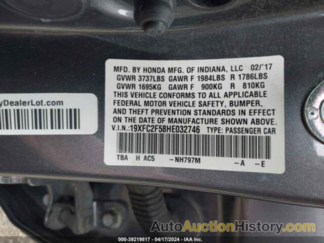 HONDA CIVIC LX, 19XFC2F58HE032746