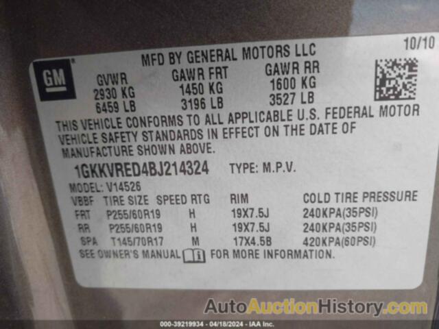 GMC ACADIA SLT-1, 1GKKVRED4BJ214324