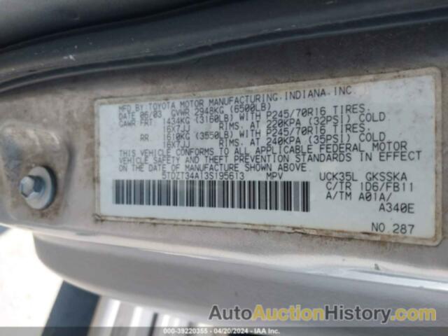 TOYOTA SEQUOIA SR5 V8, 5TDZT34A13S195613