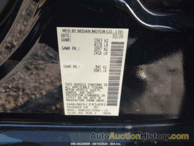 NISSAN ALTIMA S, 1N4BL4BV3LC245495