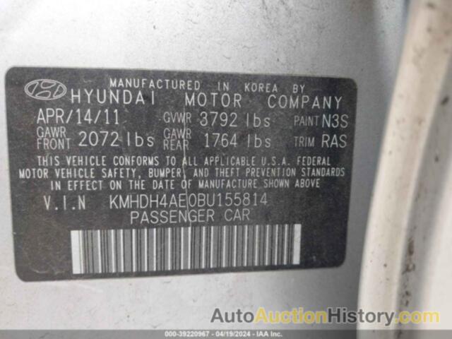 HYUNDAI ELANTRA GLS (ULSAN PLANT), KMHDH4AE0BU155814