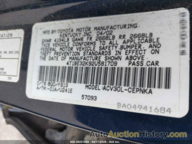 TOYOTA CAMRY LE, 4T1BE32K92U581709