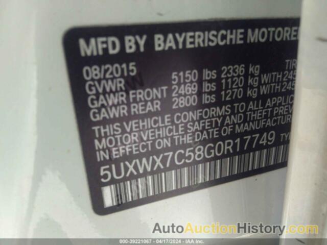 BMW X3 XDRIVE35I, 5UXWX7C58G0R17749