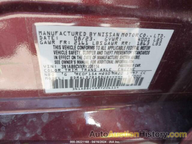 NISSAN SENTRA SV XTRONIC CVT, 3N1AB8CVXRY206114