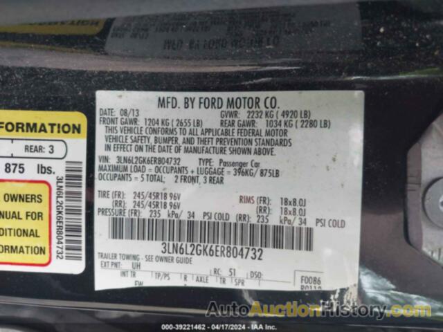 LINCOLN MKZ, 3LN6L2GK6ER804732