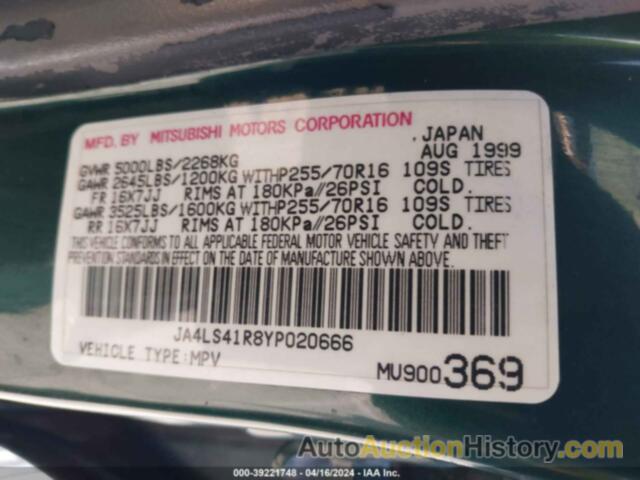 MITSUBISHI MONTERO SPORT LTD, JA4LS41R8YP020666