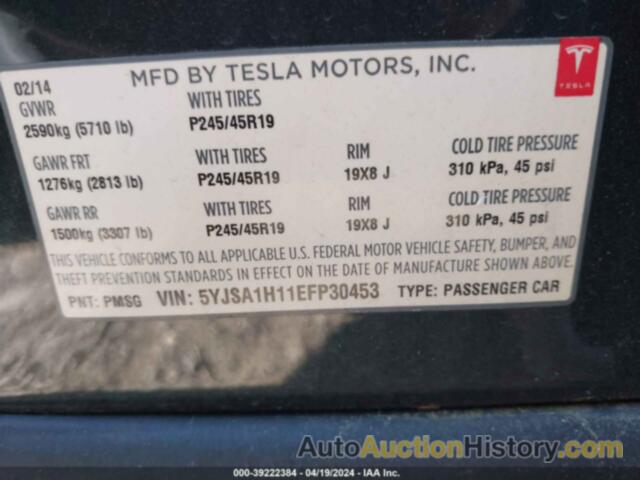 TESLA MODEL S P85, 5YJSA1H11EFP30453