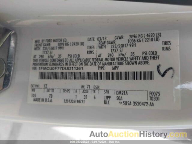 FORD ESCAPE S, 1FMCU0F77DUD11361