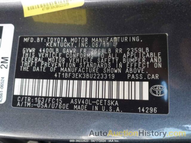 TOYOTA CAMRY SE, 4T1BF3EK3BU223319