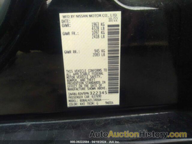 NISSAN ALTIMA SV FWD, 1N4BL4DV9PN322345