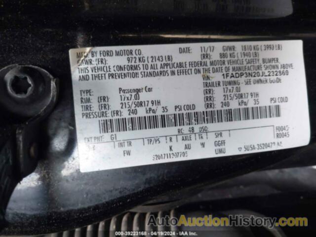 FORD FOCUS TITANIUM, 1FADP3N20JL232869