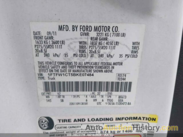 FORD F150 SUPERCREW, 1FTFW1CT5BKE07484