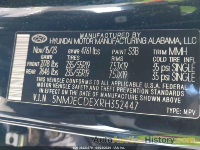 HYUNDAI TUCSON LIMITED, 5NMJECDEXRH352447