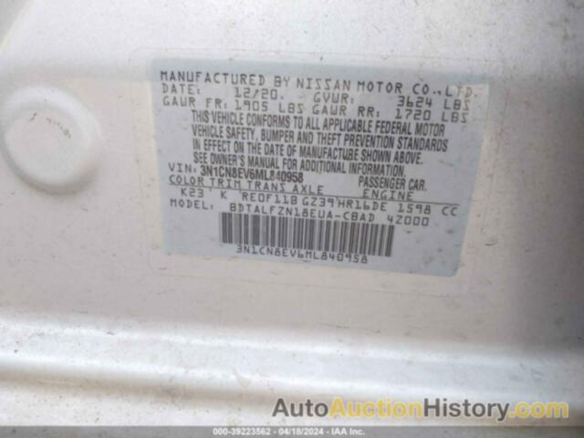 NISSAN VERSA SV, 3N1CN8EV6ML840958