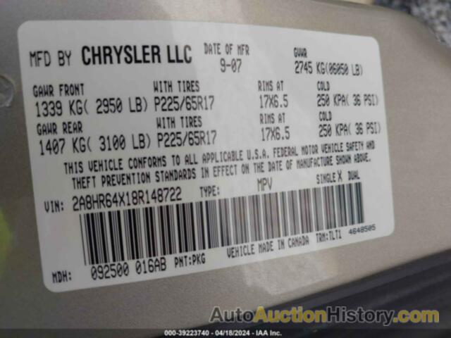 CHRYSLER TOWN & COUNTRY LIMITED, 2A8HR64X18R148722