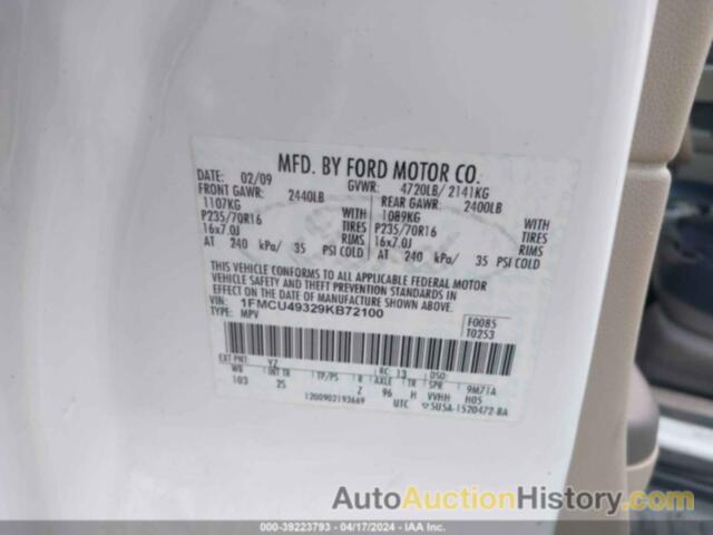 FORD ESCAPE HYBRID LIMITED, 1FMCU49329KB72100