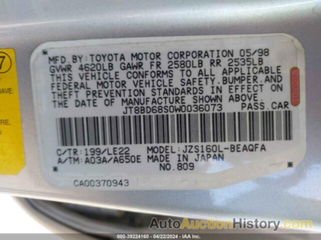 LEXUS GS 300, JT8BD68S0W0036073