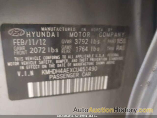 HYUNDAI ELANTRA GLS (ULSAN PLANT), KMHDH4AEXCU451490