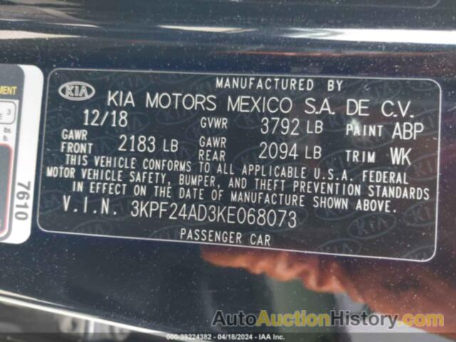 KIA FORTE LXS, 3KPF24AD3KE068073