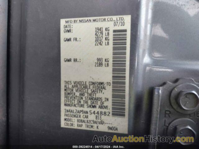 NISSAN ALTIMA 2.5 S, 1N4AL2AP9AN544882