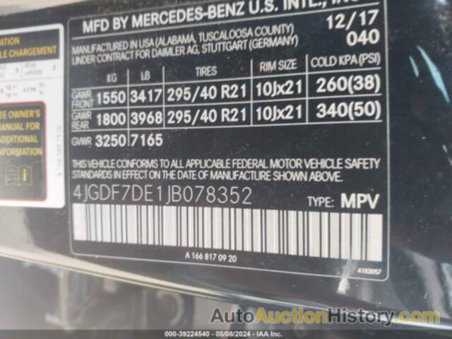 MERCEDES-BENZ GLS 550 4MATIC, 4JGDF7DE1JB078352