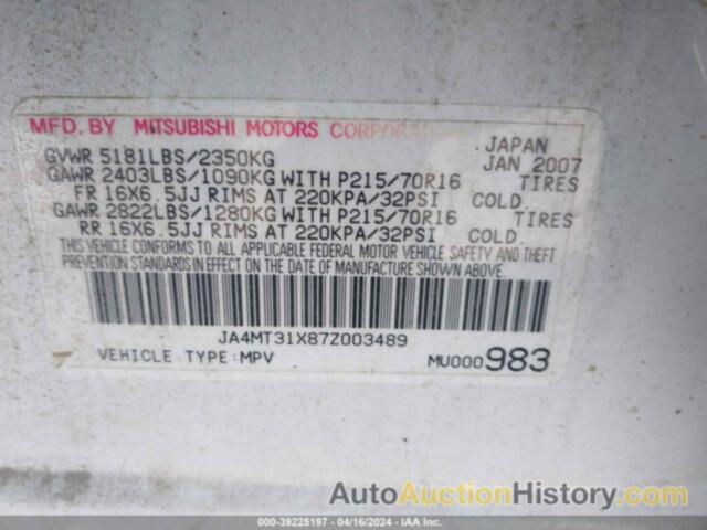 MITSUBISHI OUTLANDER LS, JA4MT31X87Z003489