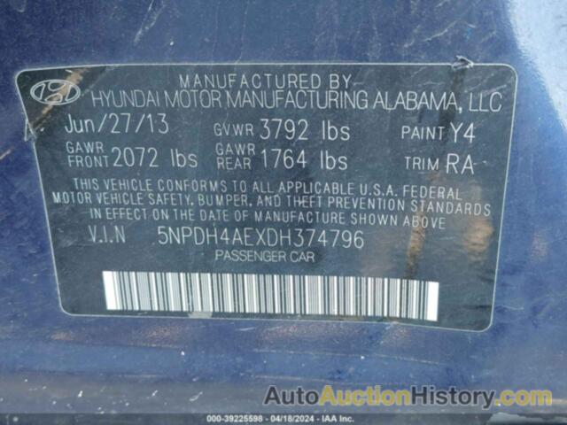 HYUNDAI ELANTRA GLS/LIMITED, 5NPDH4AEXDH374796