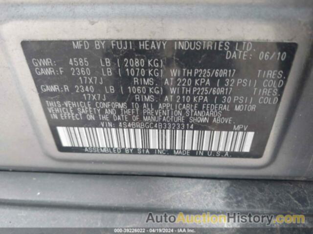 SUBARU OUTBACK 2.5I PREMIUM, 4S4BRBGC4B3323314