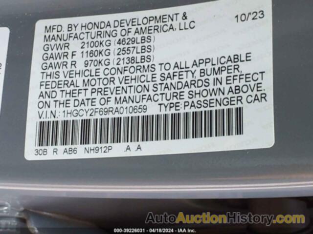 HONDA ACCORD HYBRID EX-L, 1HGCY2F69RA010659