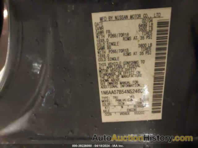 NISSAN TITAN LE, 1N6AA07B54N524601