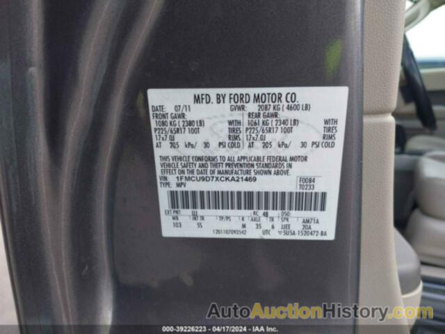 FORD ESCAPE XLT, 1FMCU9D7XCKA21469