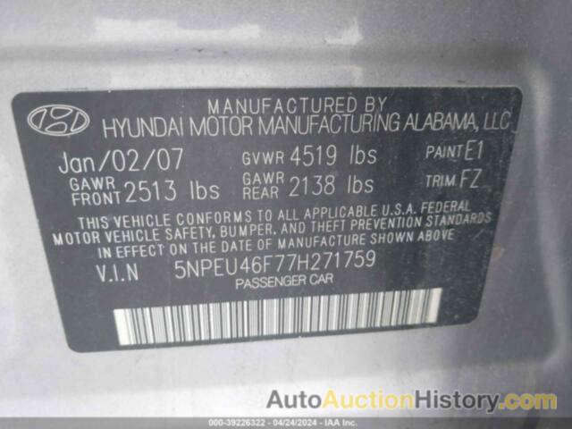 HYUNDAI SONATA LIMITED/SE V6, 5NPEU46F77H271759